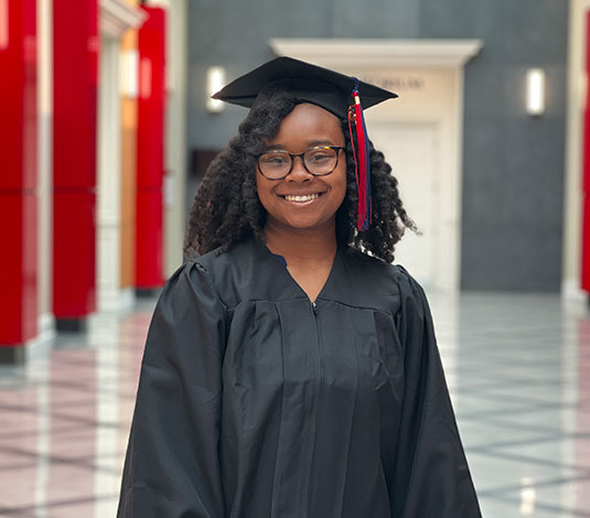 UMHS Student wearing graduation regalia