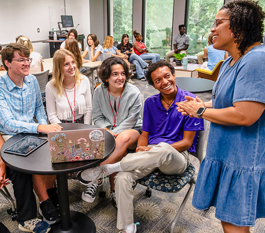 Students in Lott Institute speech class with instructor