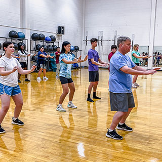 students doing exercise in the Turner Center